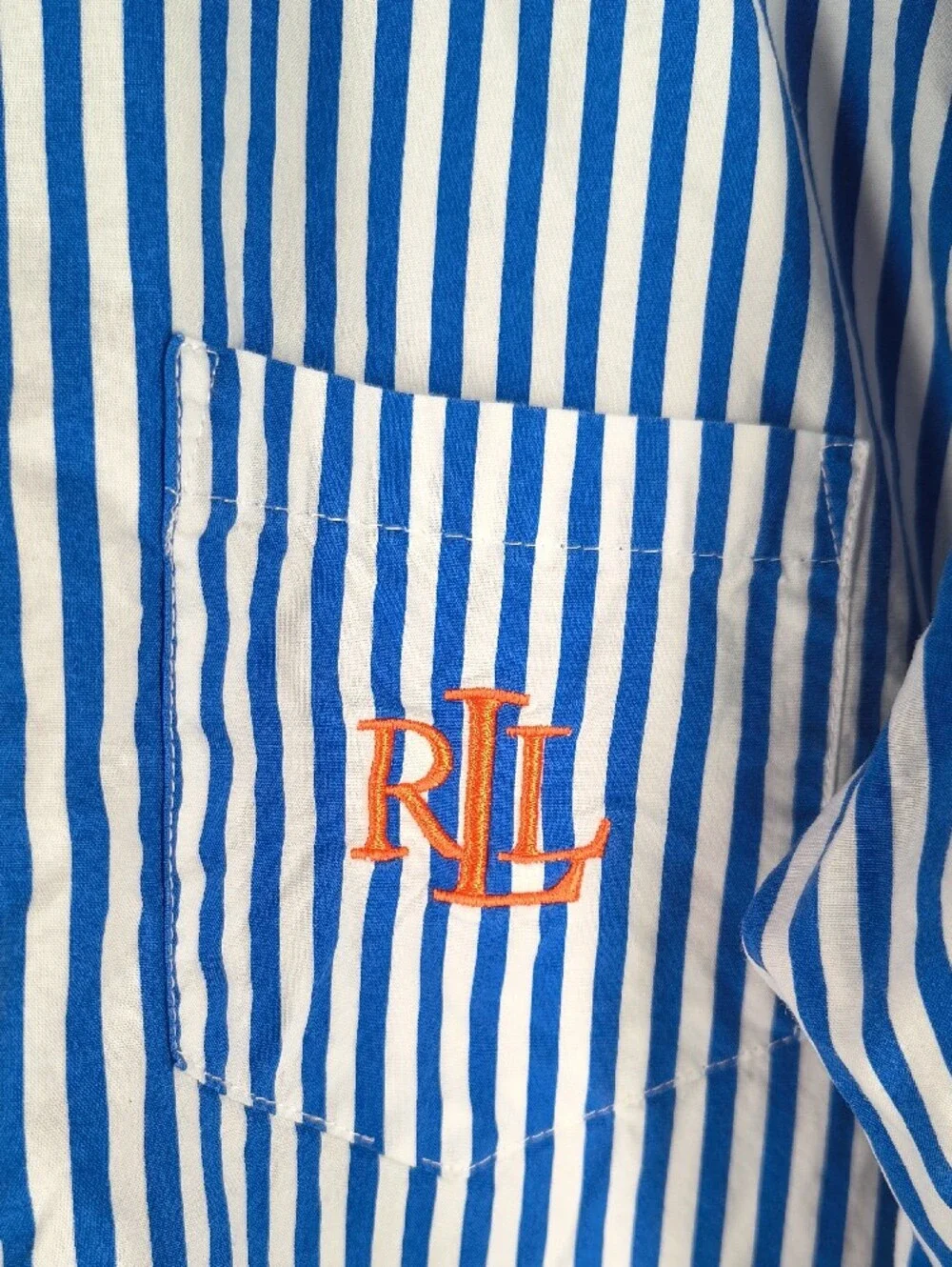 Lauren Ralph Lauren Blue and White Striped Pajama Set Size Large
